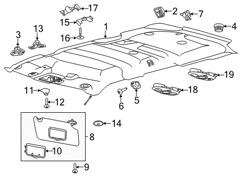 2019 Ford Police Interceptor Utility Interior Trim - Roof Diagram 2