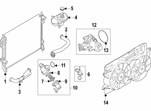 2022 Ford Mustang Cooling System, Radiator, Water Pump, Cooling Fan Diagram 5