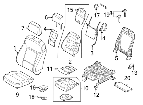 2022 Ford F-150 Lightning Driver Seat Components Diagram 1