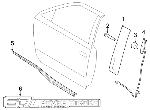 2024 Ford F-250 Super Duty Exterior Trim - Front Door Diagram