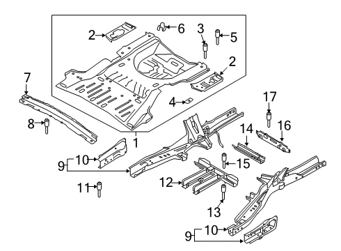 2022 Ford Explorer Rear Floor & Rails Diagram