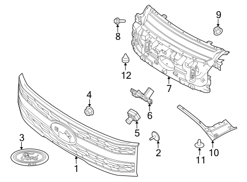 2022 Ford F-150 Lightning Grille & Components Diagram