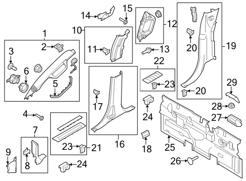 2024 Ford F-250 Super Duty PANEL - COWL SIDE TRIM Diagram for PC3Z-1002345-AA