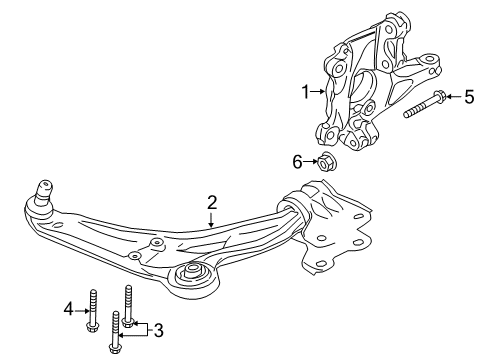 2021 Ford Edge Front Suspension Components, Lower Control Arm, Stabilizer Bar Diagram 1