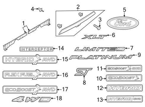 2021 Ford Explorer Exterior Trim - Lift Gate Diagram