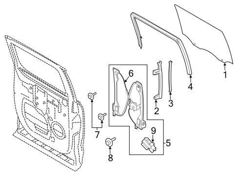 2023 Ford F-150 Lightning Glass - Rear Door Diagram