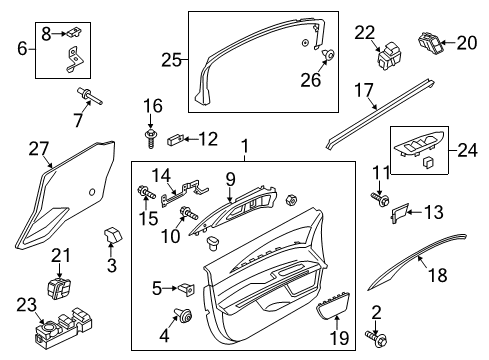 2020 Lincoln MKZ Interior Trim - Front Door Diagram