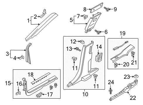 2020 Lincoln Continental Interior Trim - Pillars, Rocker & Floor Diagram