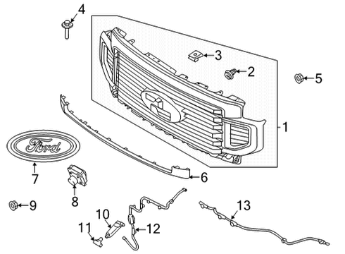 2022 Ford F-350 Super Duty Grille & Components Diagram 3