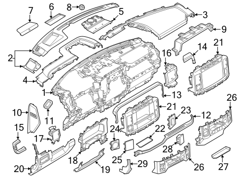 2024 Ford F-250 Super Duty Instrument Panel Components Diagram 1