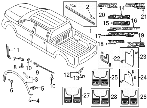 2020 Ford F-150 Exterior Trim - Pick Up Box Diagram 3