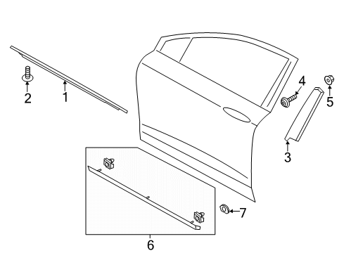 2020 Lincoln MKZ Exterior Trim - Front Door Diagram