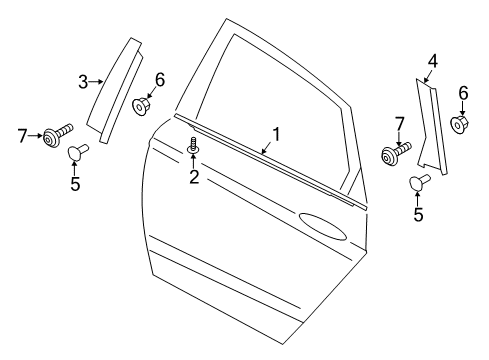 2019 Ford Police Responder Hybrid Exterior Trim - Rear Door Diagram