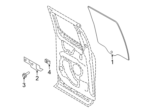 2022 Ford F-350 Super Duty Front Door Glass & Hardware Diagram 3