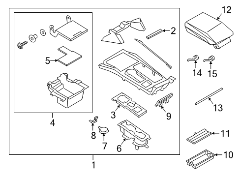 2022 Ford Explorer Front Console, Rear Console Diagram 2