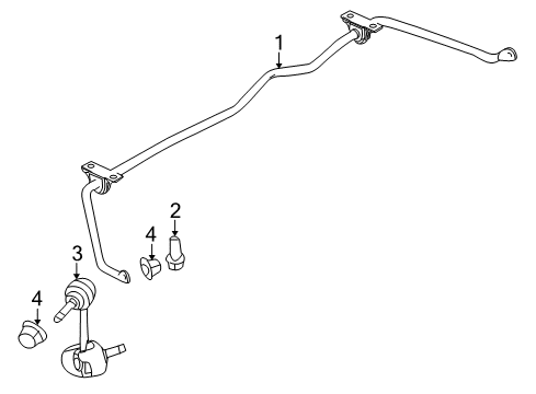 2019 Ford Police Interceptor Sedan Rear Suspension Components, Lower Control Arm, Upper Control Arm, Stabilizer Bar Diagram 1