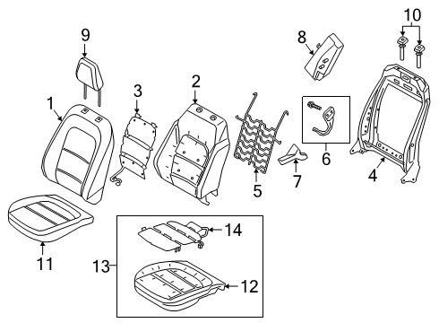 2020 Ford Escape Passenger Seat Components Diagram 1