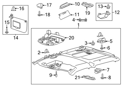 2020 Ford F-350 Super Duty VISOR ASY - SUN Diagram for LC3Z-2504105-DA