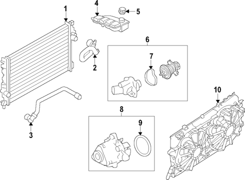 2022 Ford Edge Cooling System, Radiator, Water Pump, Cooling Fan Diagram 3