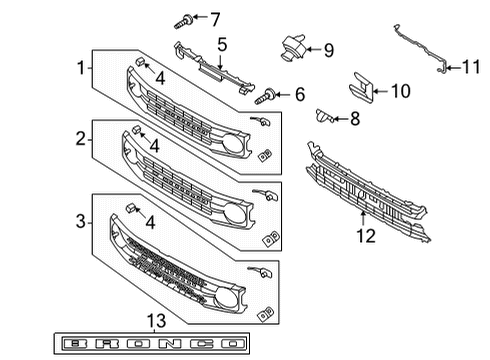 2022 Ford Bronco GRILLE - RADIATOR Diagram for M2DZ-8200-DAPTM