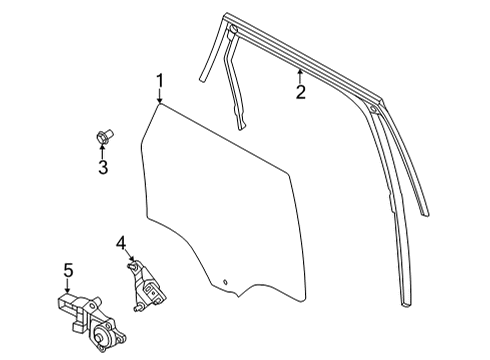 2022 Ford Bronco Sport Front Door Glass & Hardware Diagram 2