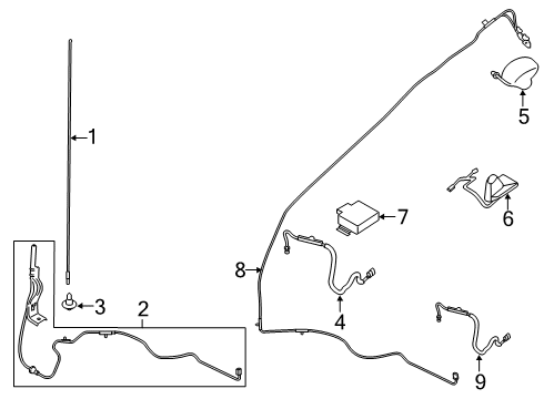 2022 Ford F-250 Super Duty AERIAL ASY Diagram for LC3Z-19A390-L