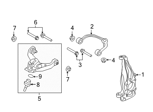 2021 Ford Expedition Suspension Components, Lower Control Arm, Upper Control Arm, Ride Control, Stabilizer Bar Diagram 1