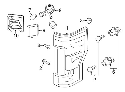 2021 Ford F-250 Super Duty Tail Lamps Diagram 1