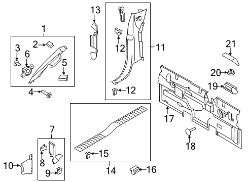 2022 Ford F-250 Super Duty Interior Trim - Cab Diagram 8