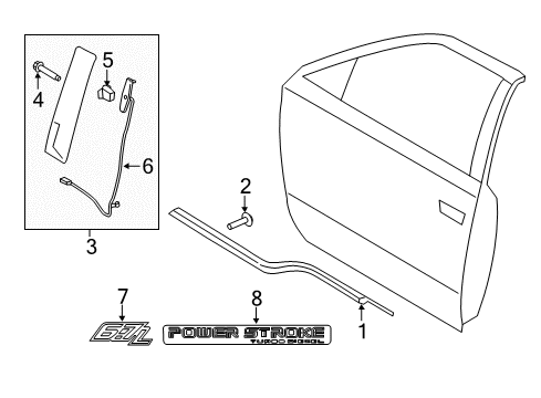 2017 Ford F-350 Super Duty MOULDING - DOOR OUTSIDE Diagram for HC3Z-2520555-BC