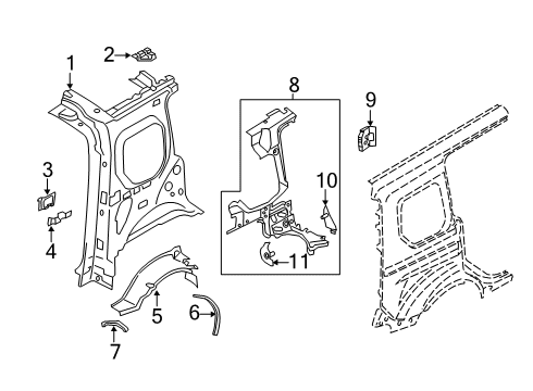 2021 Ford Transit Connect Inner Structure - Side Panel Diagram 7