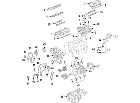 2023 Lincoln Nautilus Engine Parts, Mounts, Cylinder Head & Valves, Camshaft & Timing, Variable Valve Timing, Oil Pan, Oil Pump, Adapter Housing, Balance Shafts, Crankshaft & Bearings, Pistons, Rings & Bearings Diagram 4