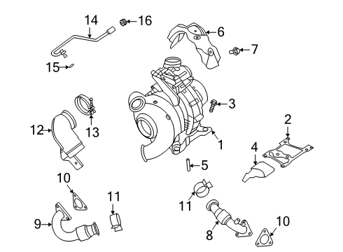 2022 Ford F-350 Super Duty TURBOCHARGER ASY Diagram for LC4Z-6K682-A