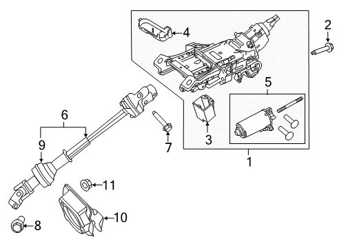 2019 Ford Police Interceptor Utility Steering Column & Wheel, Steering Gear & Linkage Diagram 3