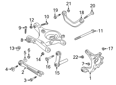 2020 Ford Explorer Rear Suspension Components, Lower Control Arm, Upper Control Arm, Ride Control, Stabilizer Bar Diagram 1