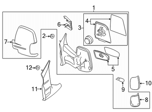 2023 Ford Transit Outside Mirrors Diagram 1