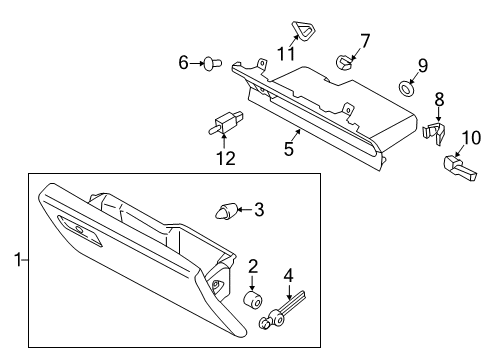 2020 Ford F-150 BOX ASY - GLOVE COMPARTMENT Diagram for GL3Z-15060T10-BY