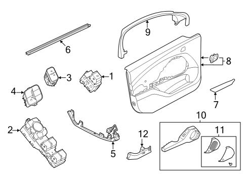 2021 Ford Mustang Mach-E Interior Trim - Front Door Diagram