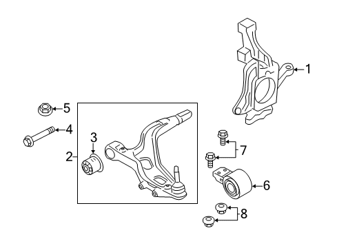 2019 Ford Police Interceptor Utility Front Suspension Components, Lower Control Arm, Stabilizer Bar Diagram 1