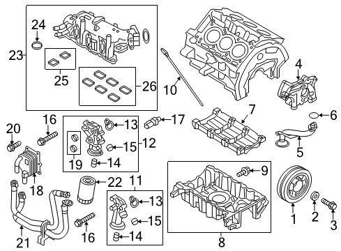 2019 Ford Police Interceptor Utility Engine Parts, Mounts, Cylinder Head & Valves, Camshaft & Timing, Variable Valve Timing, Oil Cooler, Oil Pan, Oil Pump, Crankshaft & Bearings, Pistons, Rings & Bearings Diagram 1