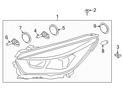 2022 Ford Escape Headlamp Components Diagram 1