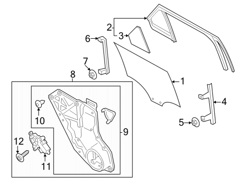 2020 Lincoln Aviator GLASS - REAR DOOR Diagram for LC5Z-7825713-E