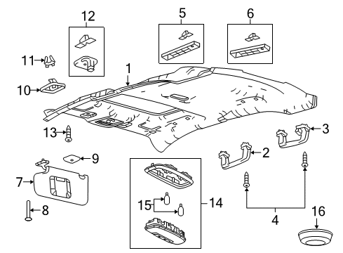 2019 Ford Police Interceptor Sedan Interior Trim - Roof Diagram