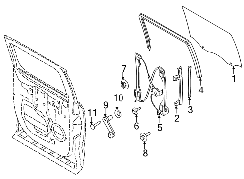 2021 Ford F-350 Super Duty Front Door Glass & Hardware Diagram 2