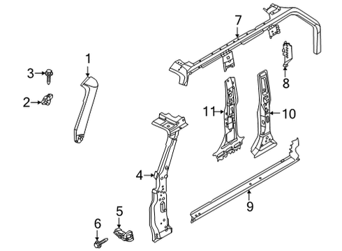 2021 Ford Bronco Hinge Pillar Diagram 2