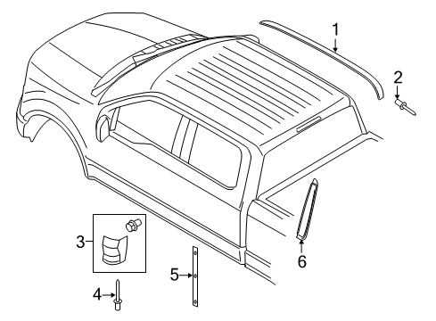 2021 Ford F-250 Super Duty MOULDING - ROOF SIDE TRIM Diagram for HC3Z-2551729-AC