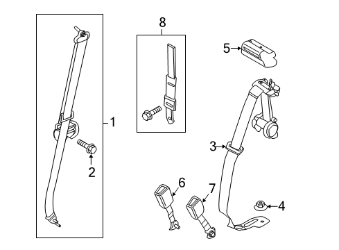 2022 Ford F-350 Super Duty Rear Seat Belts Diagram 2