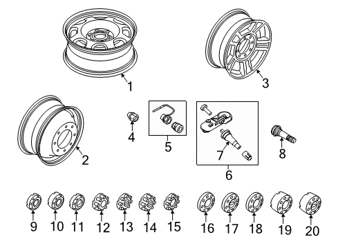 2020 Ford F-350 Super Duty Wheels Diagram 1