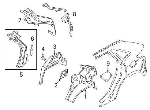 2021 Lincoln Nautilus Inner Structure - Quarter Panel Diagram