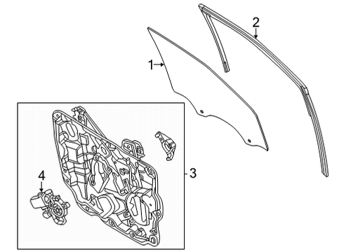 2022 Ford Maverick Front Door Glass & Hardware Diagram 1